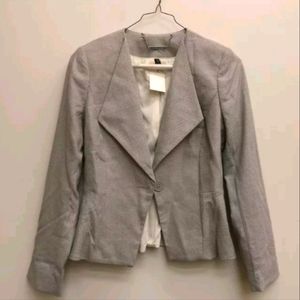 NWT: White House Black Market, Herringbone Blazer Jacket, 0P, Gray